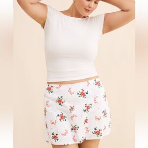 Lisa Says Gah Rose Print Pointelle Mini Darcy Skort | Size XS